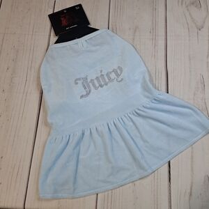 Juicy Couture Light Blue Velour Bling Dress Pet Dog Apparel Size M/L